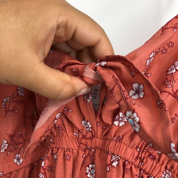 Streetwear Society Peach Floral Tank Top Casual summer buttoned mini dress S - Picture 5 of 15
